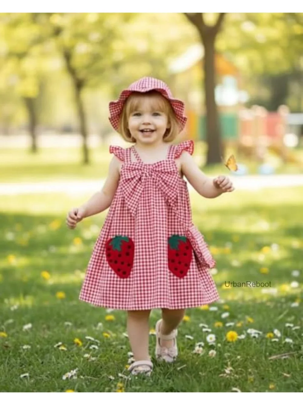 Baby Girl Cotton Blend Sundress with Hat & Bag